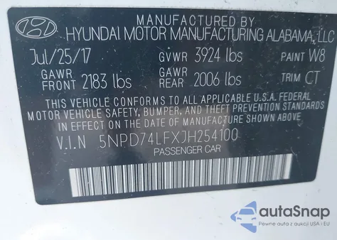 2018 Hyundai Elantra Se from USA, damaged, VIN 5NPD74LFXJH254100